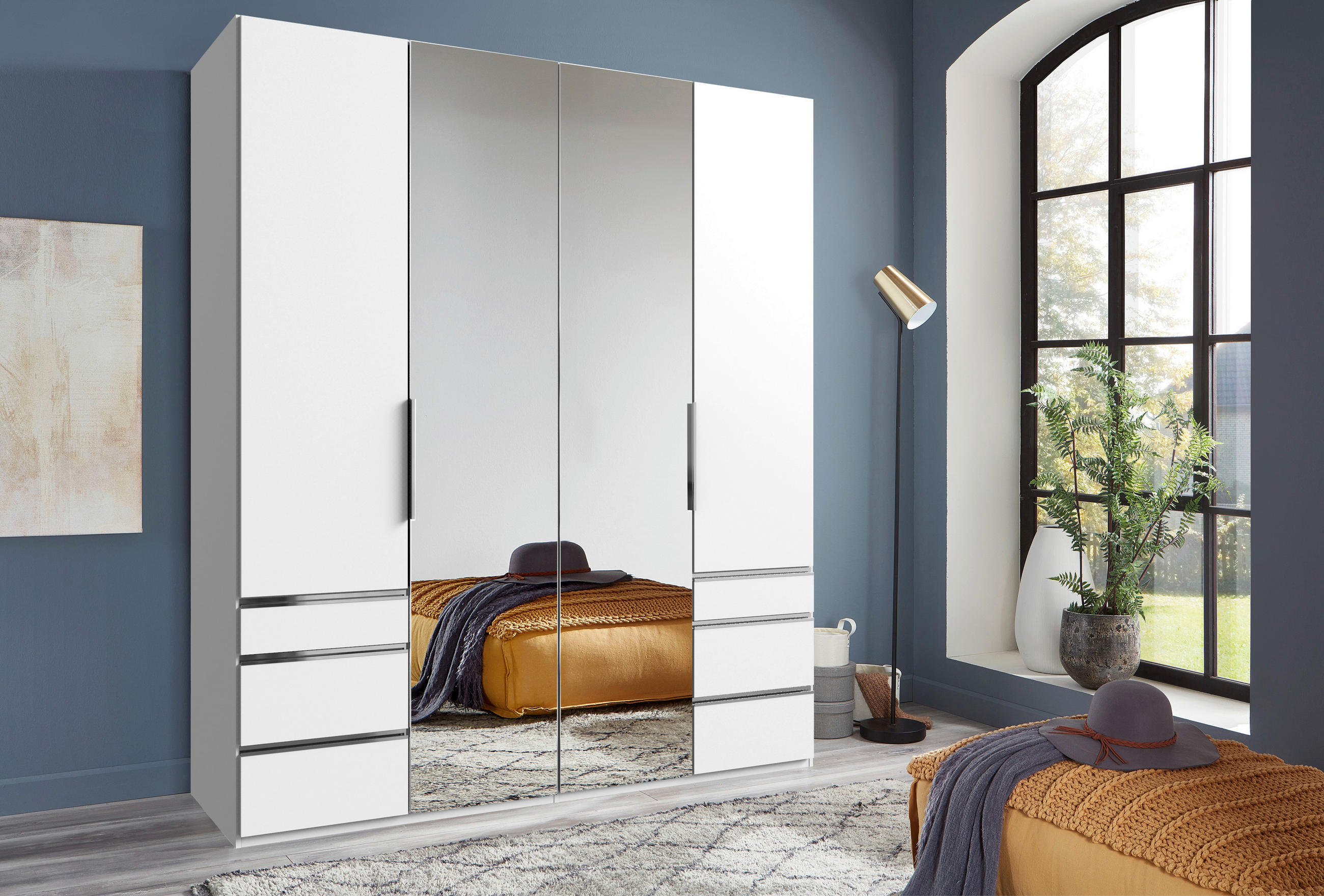 DREHTÜRENSCHRANK in Weiss  - Chromfarben/Weiss, Modern, Holzwerkstoff (200/236/58cm) - MID.YOU