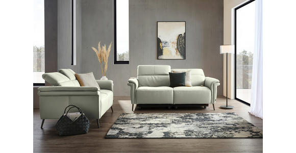 3-SITZER-SOFA  in Echtleder Weiß   - Schwarz/Weiß, Design, Leder/Metall (210/79/104cm) - Belluti