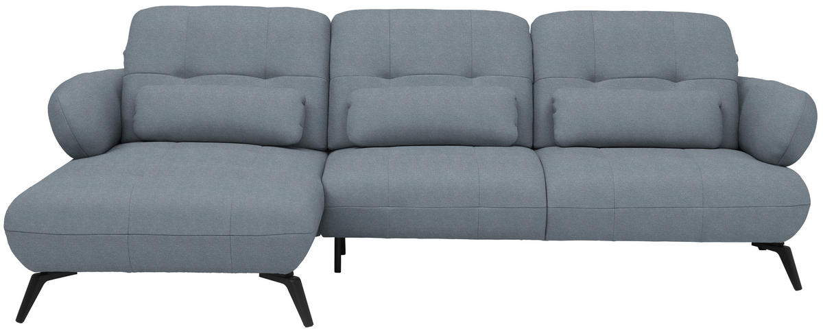 ECKSOFA Flachgewebe Blau  - Blau/Schwarz, Modern, Textil/Metall (180/282cm) - Novel