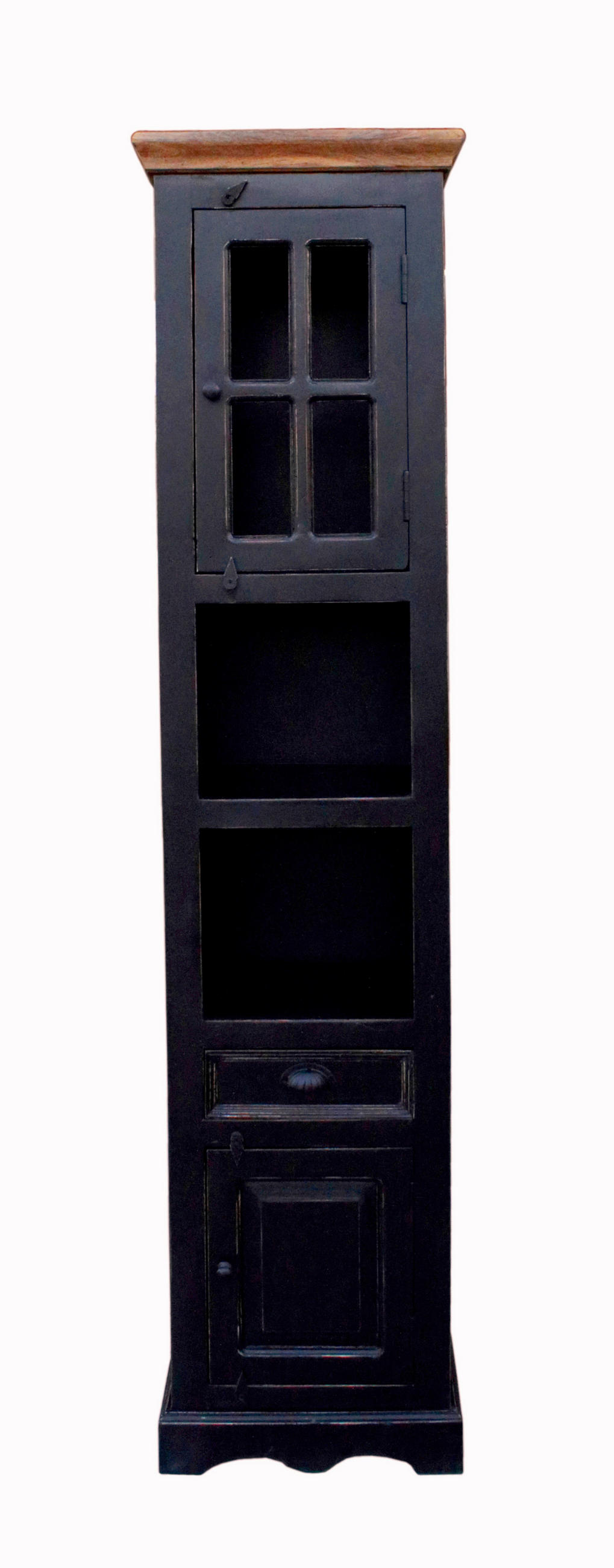 HOCHSCHRANK 44/188/35 cm  - Schwarz/Honig, Design, Glas/Holz (44/188/35cm) - MID.YOU