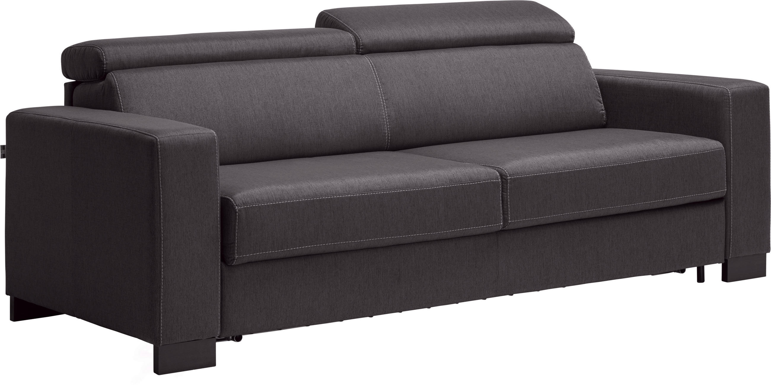 Thumbnail - Novel Schlafsofa Ariella, Dunkelgrau, Textil, Buche, massiv, Uni, 3-Sitzer, 222x83x104 cm, Liegefunktion, Rücken echt, K...