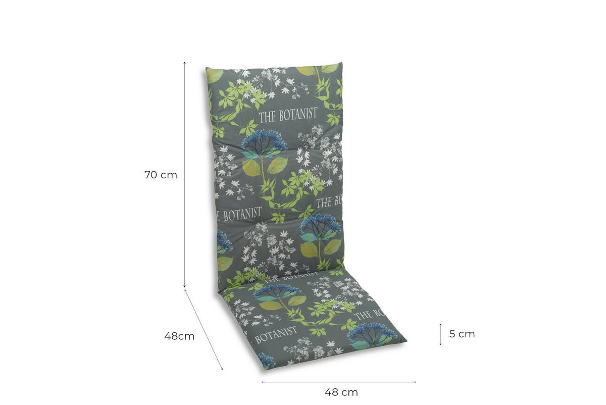SESSELAUFLAGENSET Blume  - Blau/Grau, Basics, Textil (48/5/118cm)
