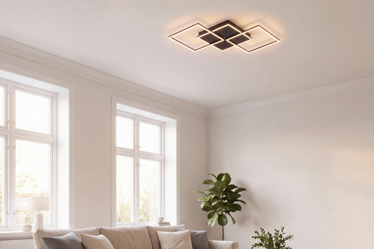 LED-DECKENLEUCHTE Giga 100/49,5/5,8 cm  - Schwarz, Basics, Kunststoff/Metall (100/49,5/5,8cm) - Novel