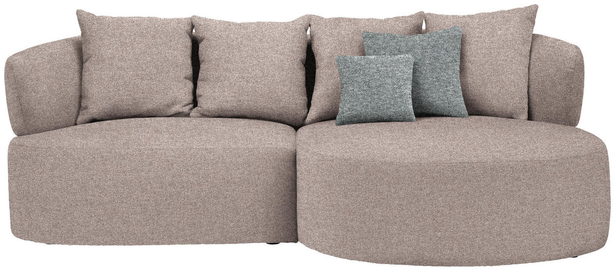ECKSOFA in Flachgewebe Hellbraun  235/166 cm  - Hellbraun/Schwarz, MODERN, Kunststoff/Textil (235/166cm) - Hom`in