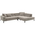 ECKSOFA in Feincord Sandfarben  - Sandfarben/Schwarz, KONVENTIONELL, Textil/Metall (311/219cm) - Hom`in