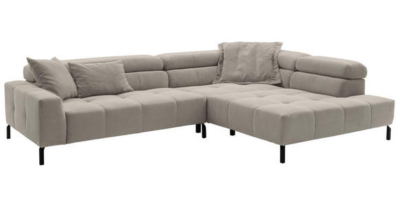 ECKSOFA in Feincord Sandfarben  - Sandfarben/Schwarz, KONVENTIONELL, Textil/Metall (311/219cm) - Hom`in