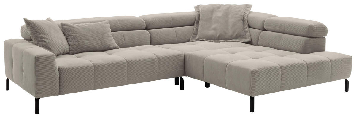 ECKSOFA in Feincord Sandfarben  - Sandfarben/Schwarz, Konventionell, Textil/Metall (311/219cm) - Hom`in