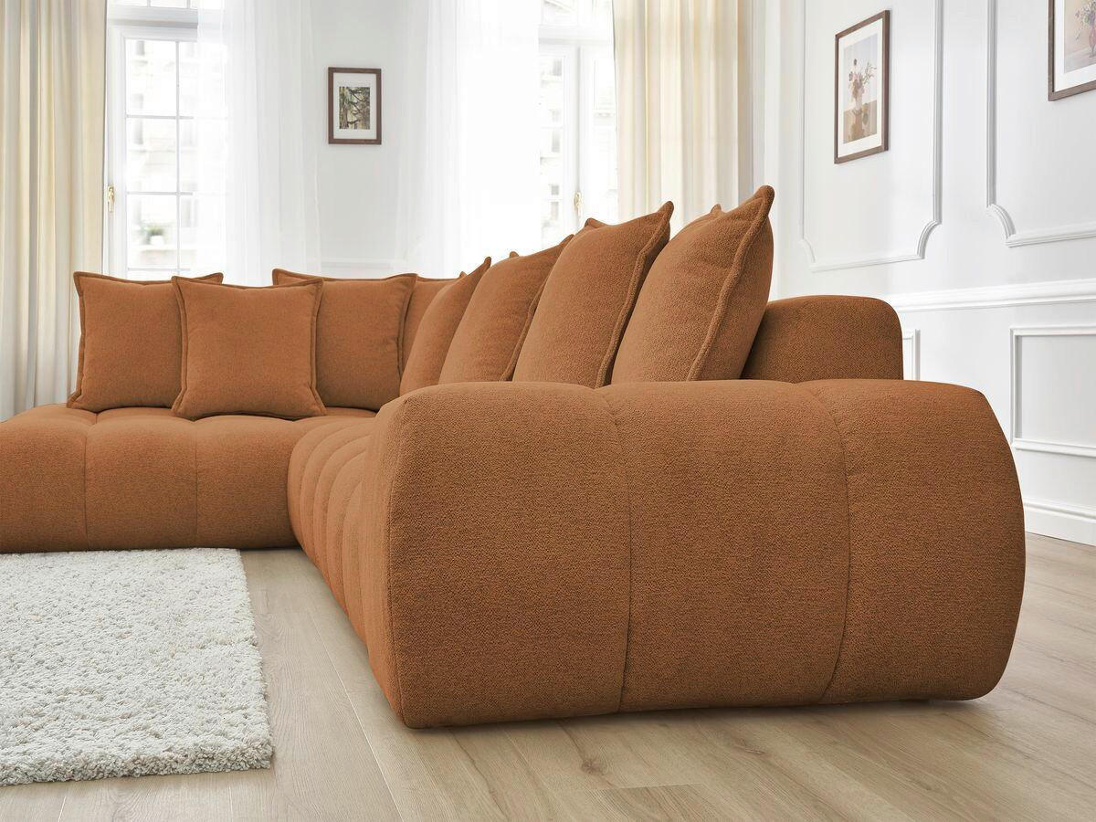 ECKSOFA Ottomane links  EVEREST Orange Flachgewebe  - Schwarz/Orange, MODERN, Kunststoff/Textil (210/352cm)