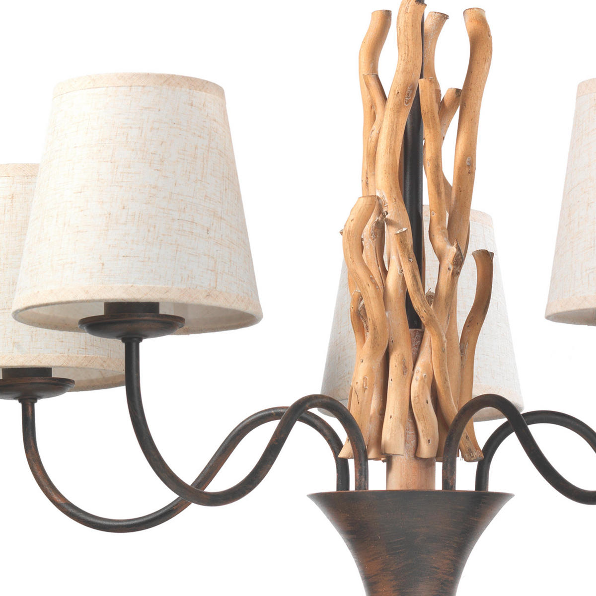 HÄNGELEUCHTE 80/84 cm  - Schwarz/Weiß, Natur, Holz/Textil (80/84cm)
