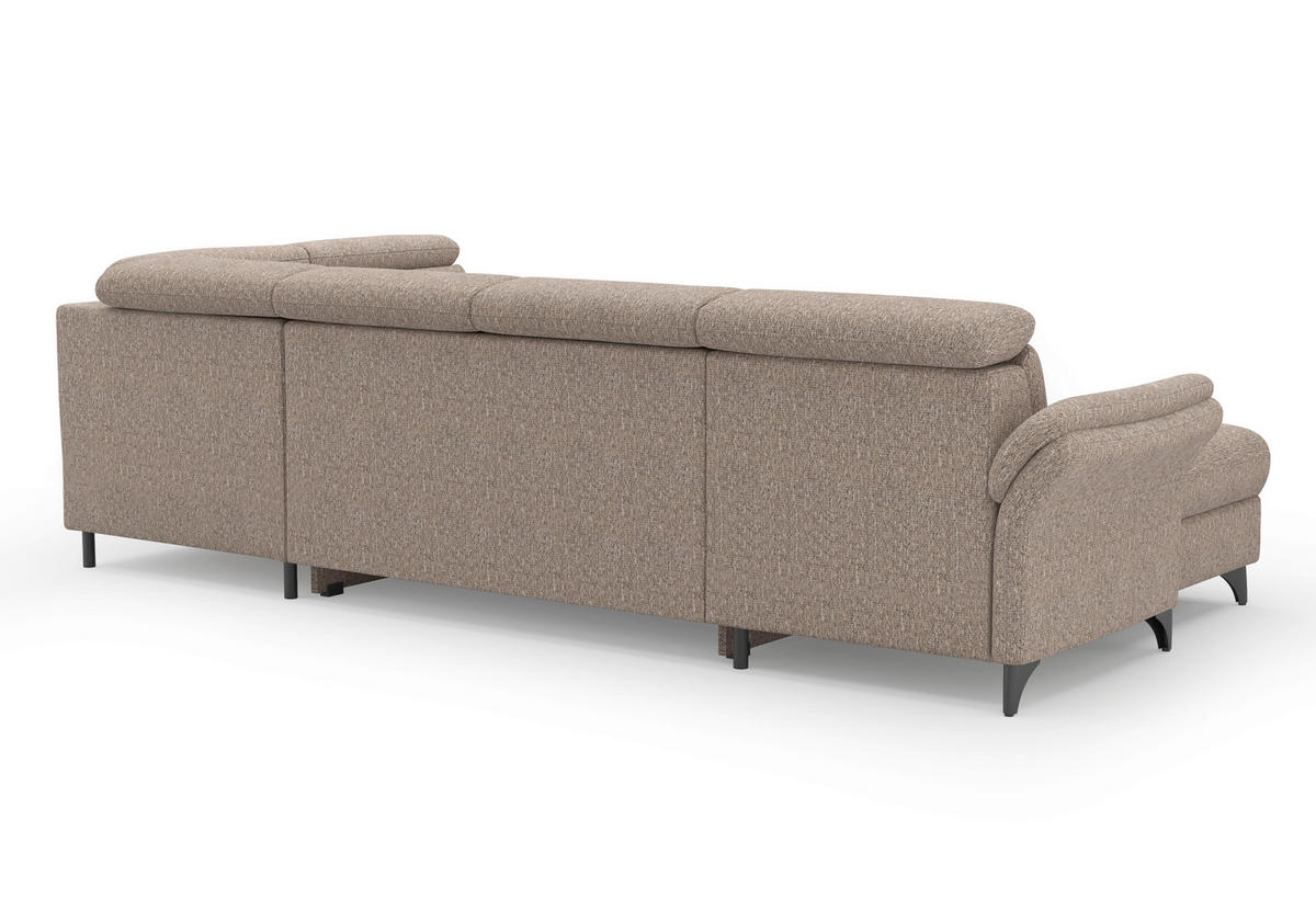 WOHNLANDSCHAFT GLENDALE E in Chenille Cappuccino  - Schwarz/Cappuccino, KONVENTIONELL, Textil/Metall (166/321/193cm) - Sit & More