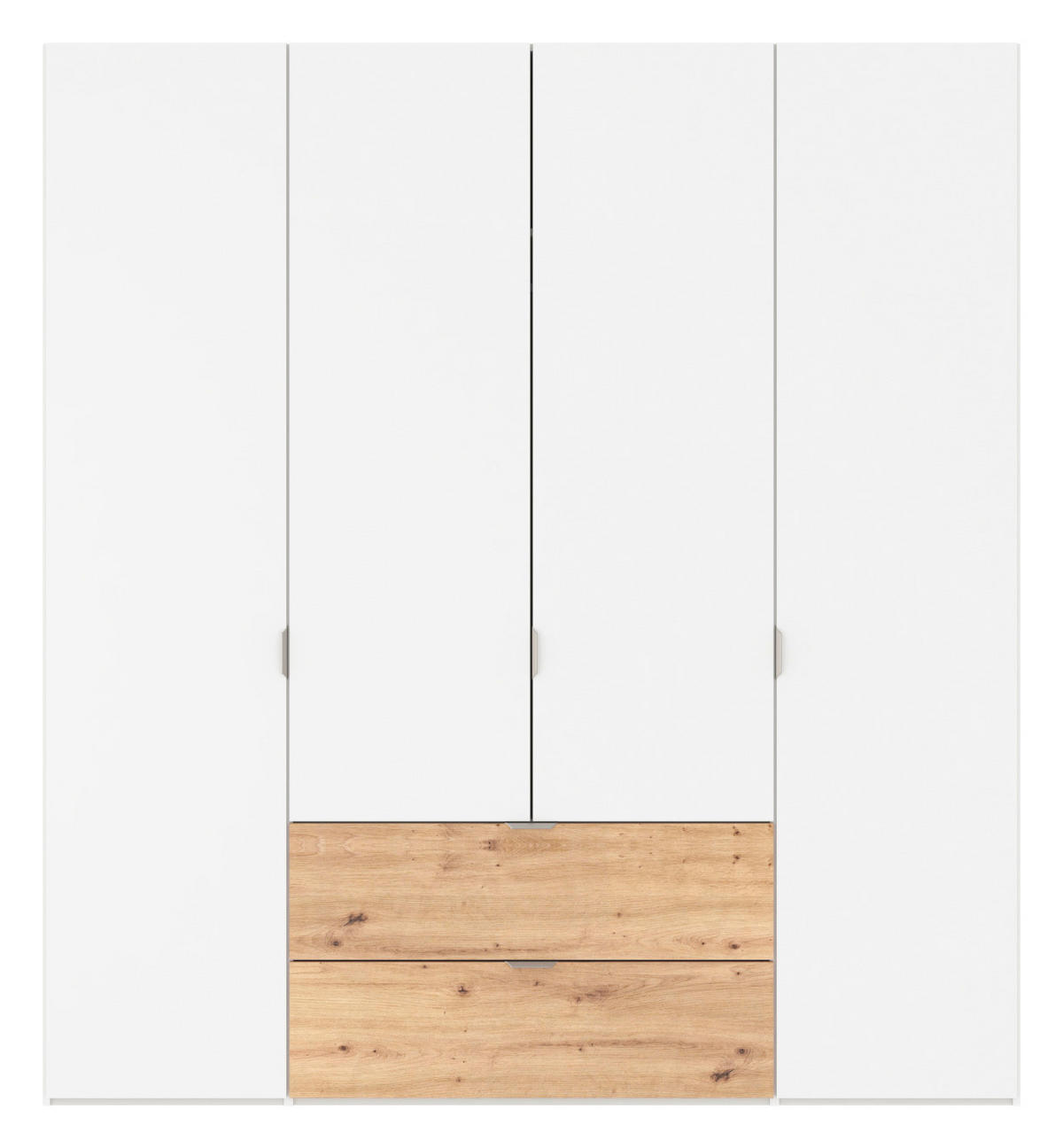 DREHTÜRENSCHRANK  in Weiß, Eiche Artisan  - Edelstahlfarben/Weiß, KONVENTIONELL, Holzwerkstoff/Metall (203/220/59cm) - Jutzler