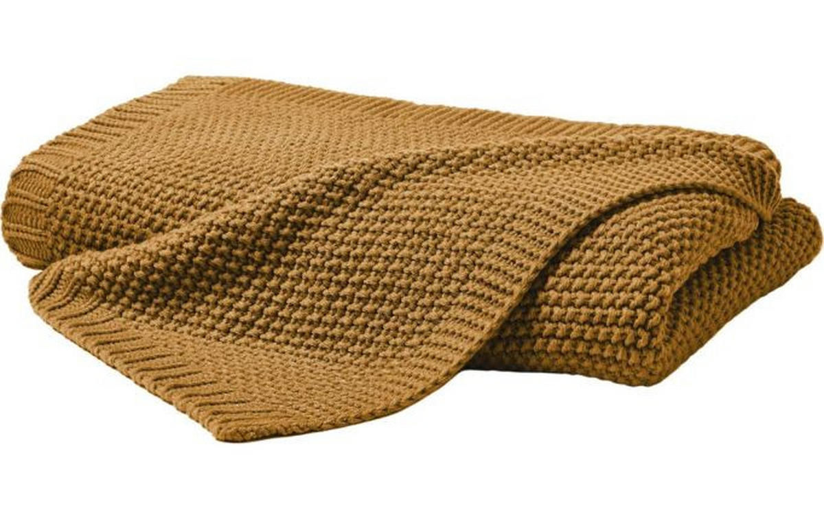 PLAID 130/170 cm  - Senfgelb, Basics, Textil (130/170cm)