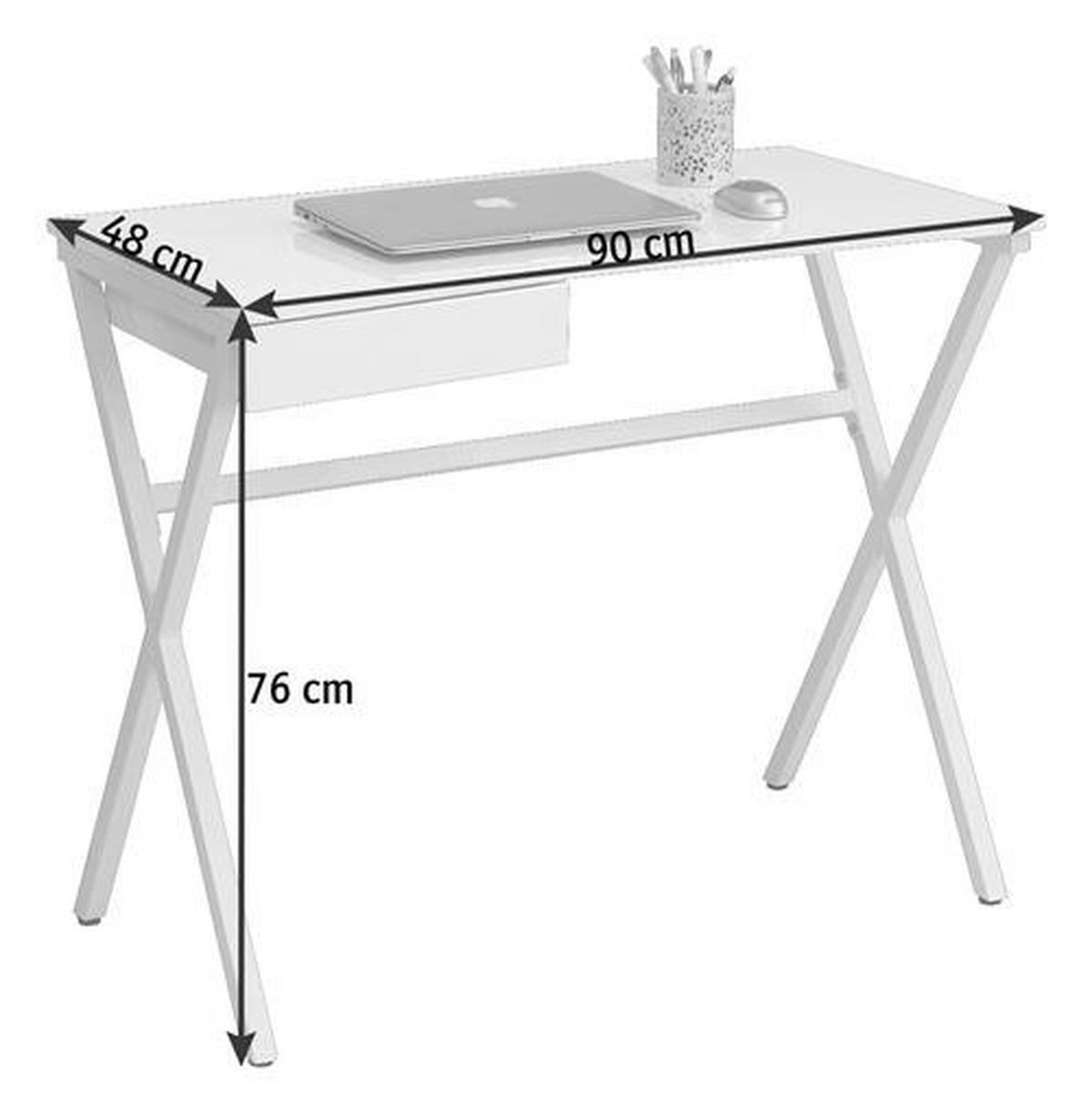 SCHREIBTISCH 90/48/76 cm  in Weiß Hochglanz  - Weiß Hochglanz/Weiß, Design, Holzwerkstoff/Metall (90/48/76cm) - Hom`in