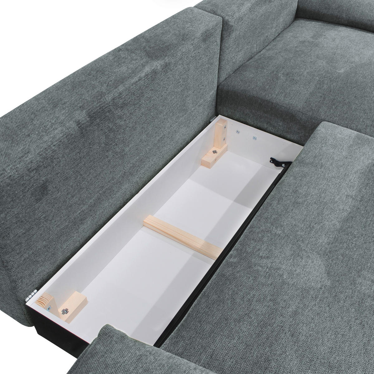 ECKSOFA Grau Webstoff  - Schwarz/Grau, Design, Textil/Metall (260/192cm) - MID.YOU