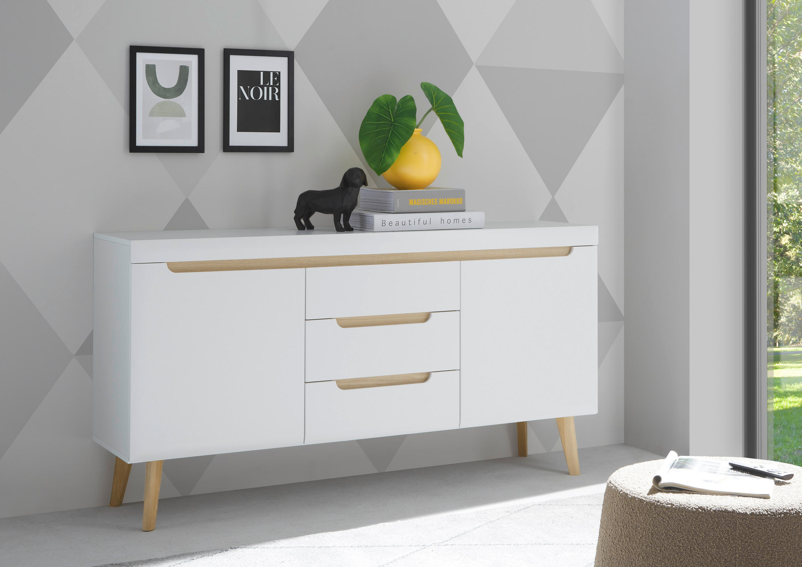 SIDEBOARD  in 160/83/40 cm  - Eichefarben/Weiß, Design, Holzwerkstoff (160/83/40cm) - MID.YOU
