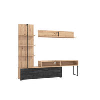WOHNWAND  in Schwarz, Eiche Artisan  205,5/173/41,5 cm  - Schwarz/Eiche Artisan, KONVENTIONELL, Holzwerkstoff/Kunststoff (205,5/173/41,5cm) - Carryhome