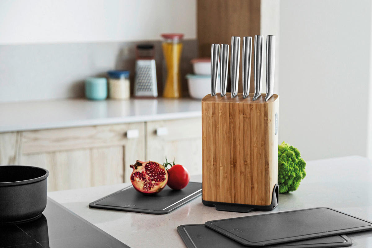 MESSERBLOCK 11-teilig  - Edelstahlfarben/Naturfarben, Basics, Holz/Kunststoff (20.3/13.8/36.3cm) - BergHOFF