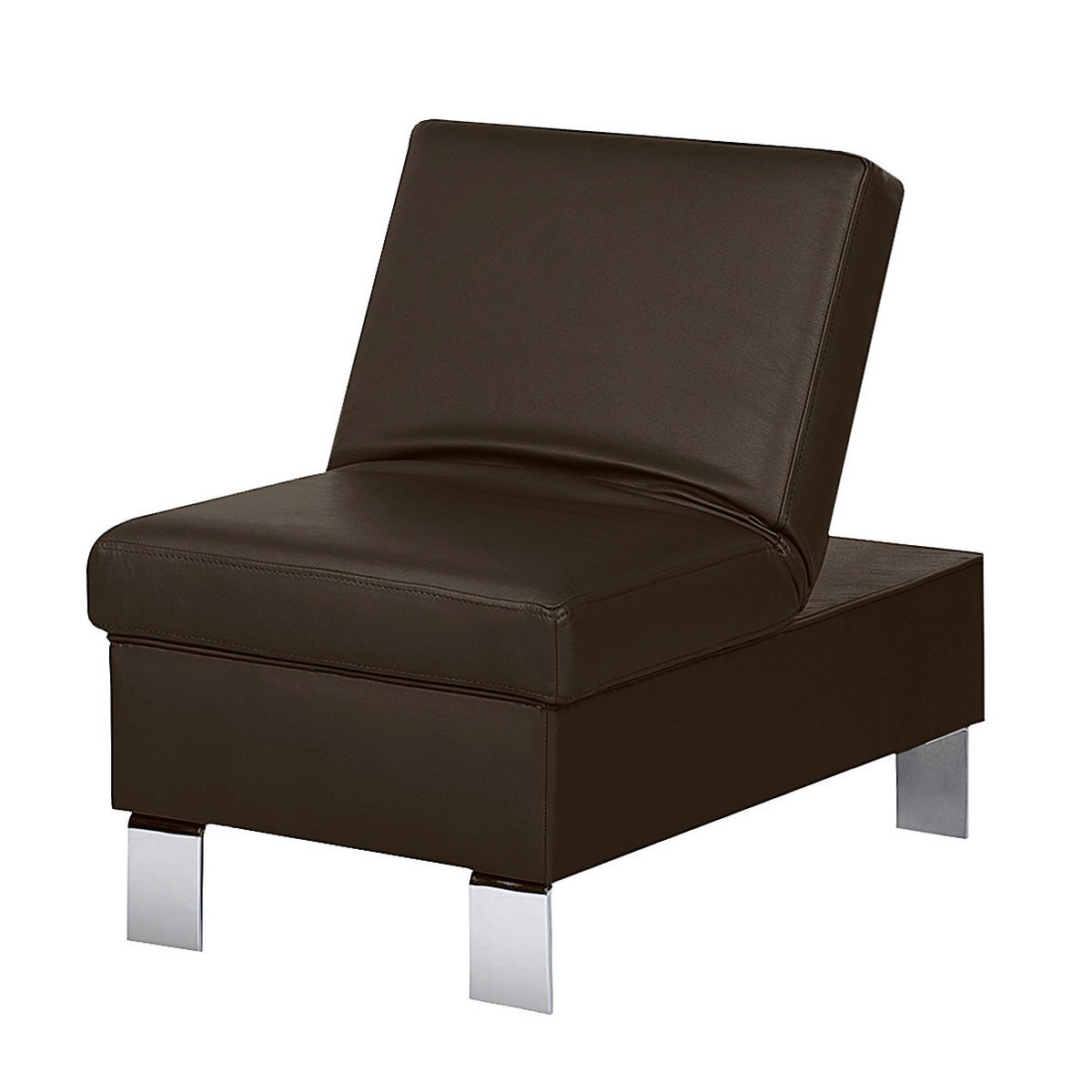 HOCKER in Leder Dunkelbraun  - Chromfarben/Dunkelbraun, Design, Leder/Metall (91/44/57cm) - Livetastic