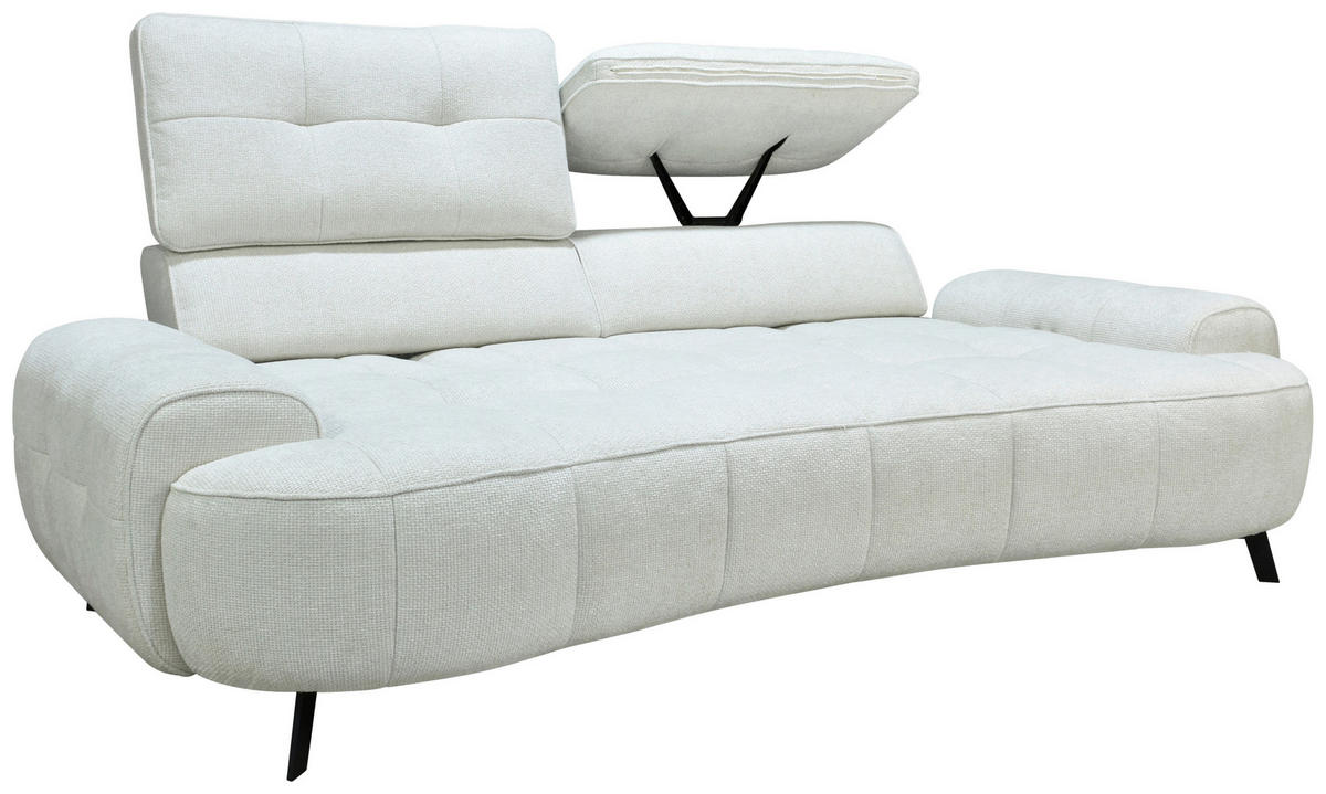2-SITZER-SOFA Chenille Creme  - Creme/Schwarz, Design, Kunststoff/Textil (230/84/104/111/122cm) - Livetastic