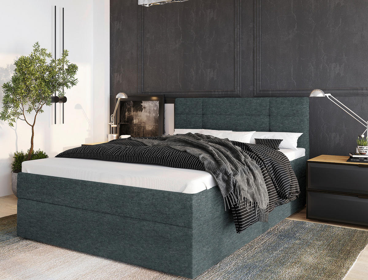 BOXBETT 180/200 cm  in Dunkelgrau  - Dunkelgrau/Schwarz, KONVENTIONELL, Holz/Kunststoff (180/200cm) - Boxxx