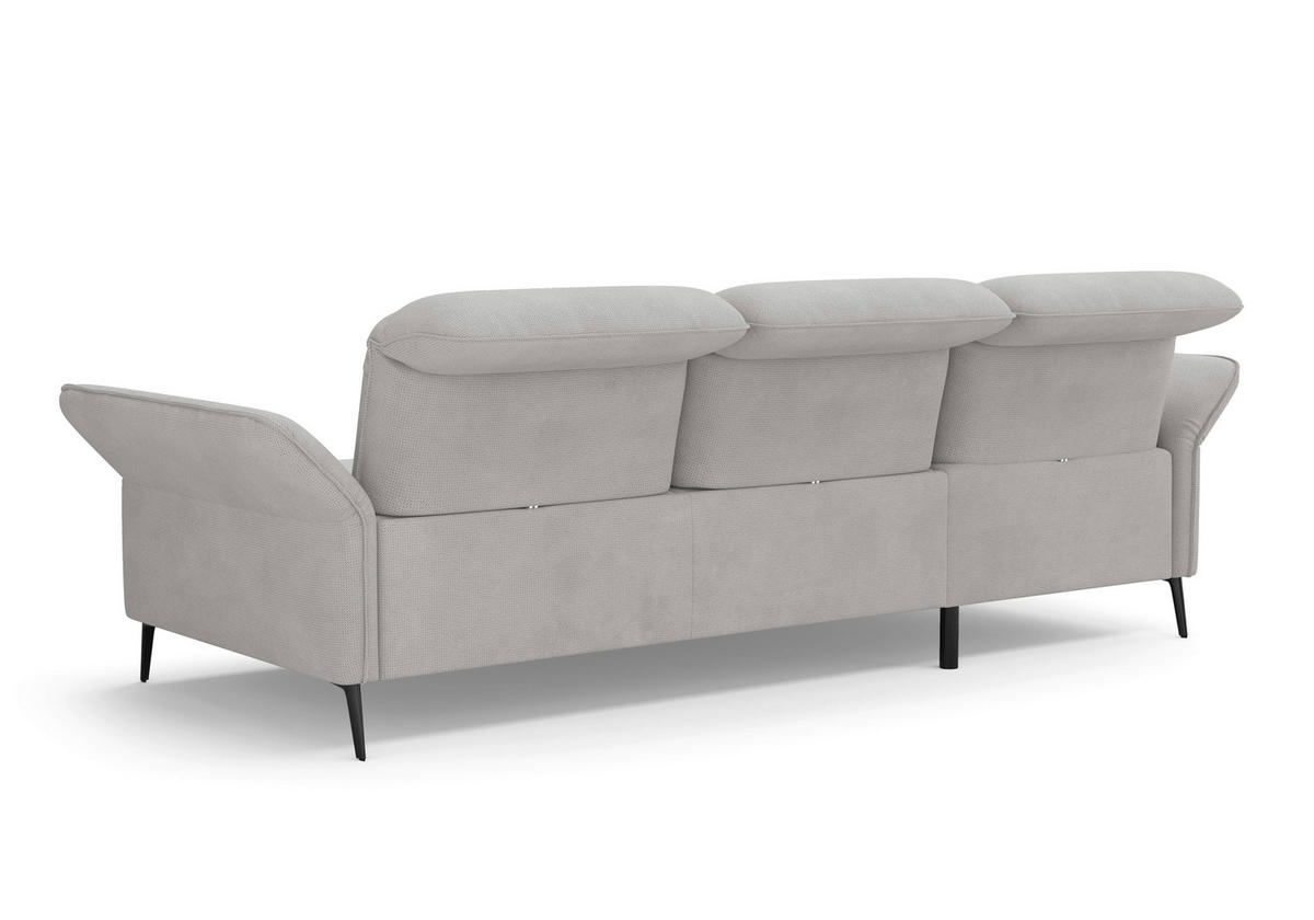 ECKSOFA in Flachgewebe Silberfarben  - Silberfarben/Schwarz, Konventionell, Textil/Metall (198/264cm) - Sit & More