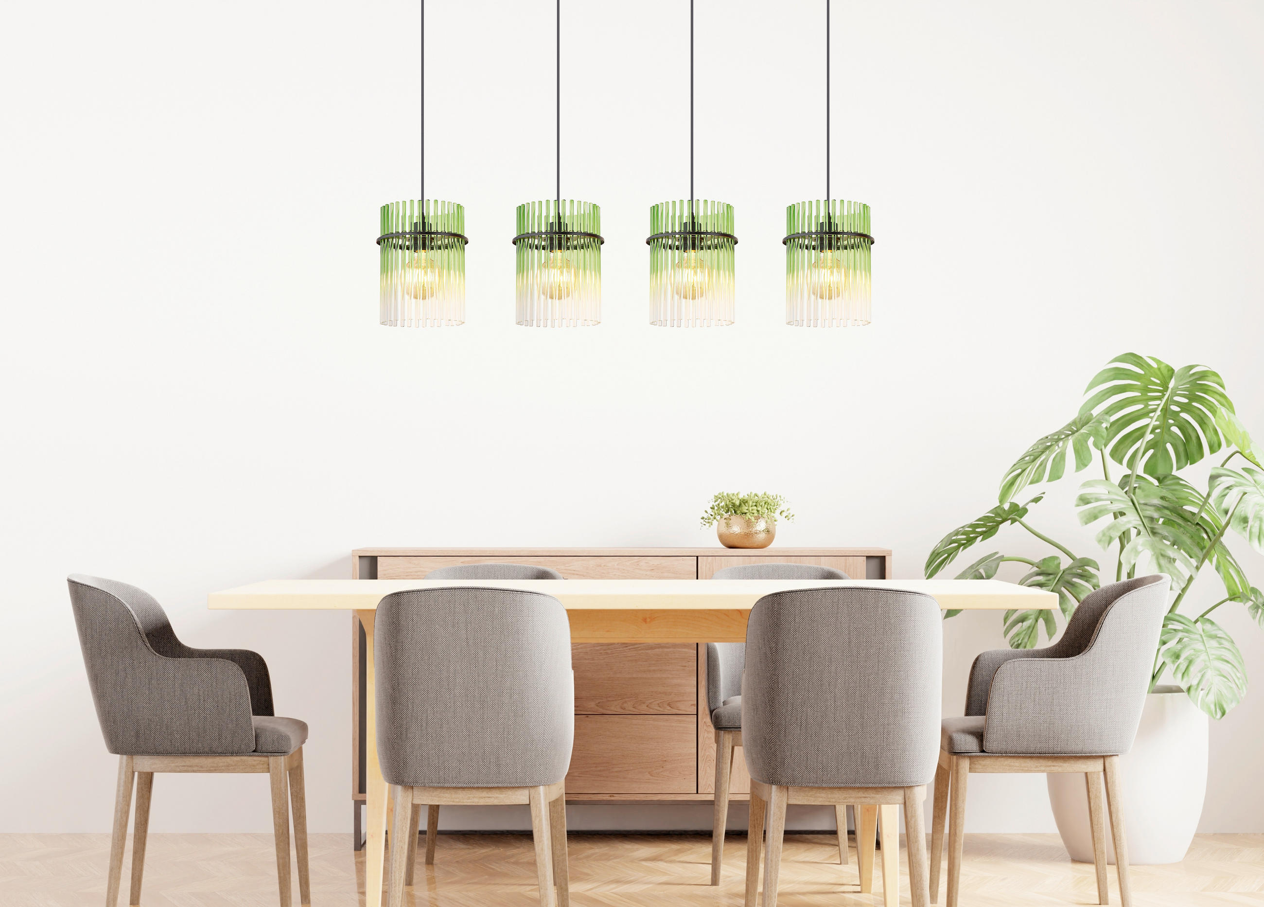 HÄNGELEUCHTE GORLEY 110/20/140 cm   - Klar/Schwarz, Basics, Glas/Kunststoff (110/20/140cm) - Globo