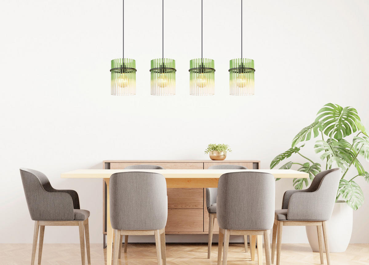 HÄNGELEUCHTE GORLEY 110/20/140 cm   - Klar/Schwarz, Basics, Glas/Kunststoff (110/20/140cm) - Globo