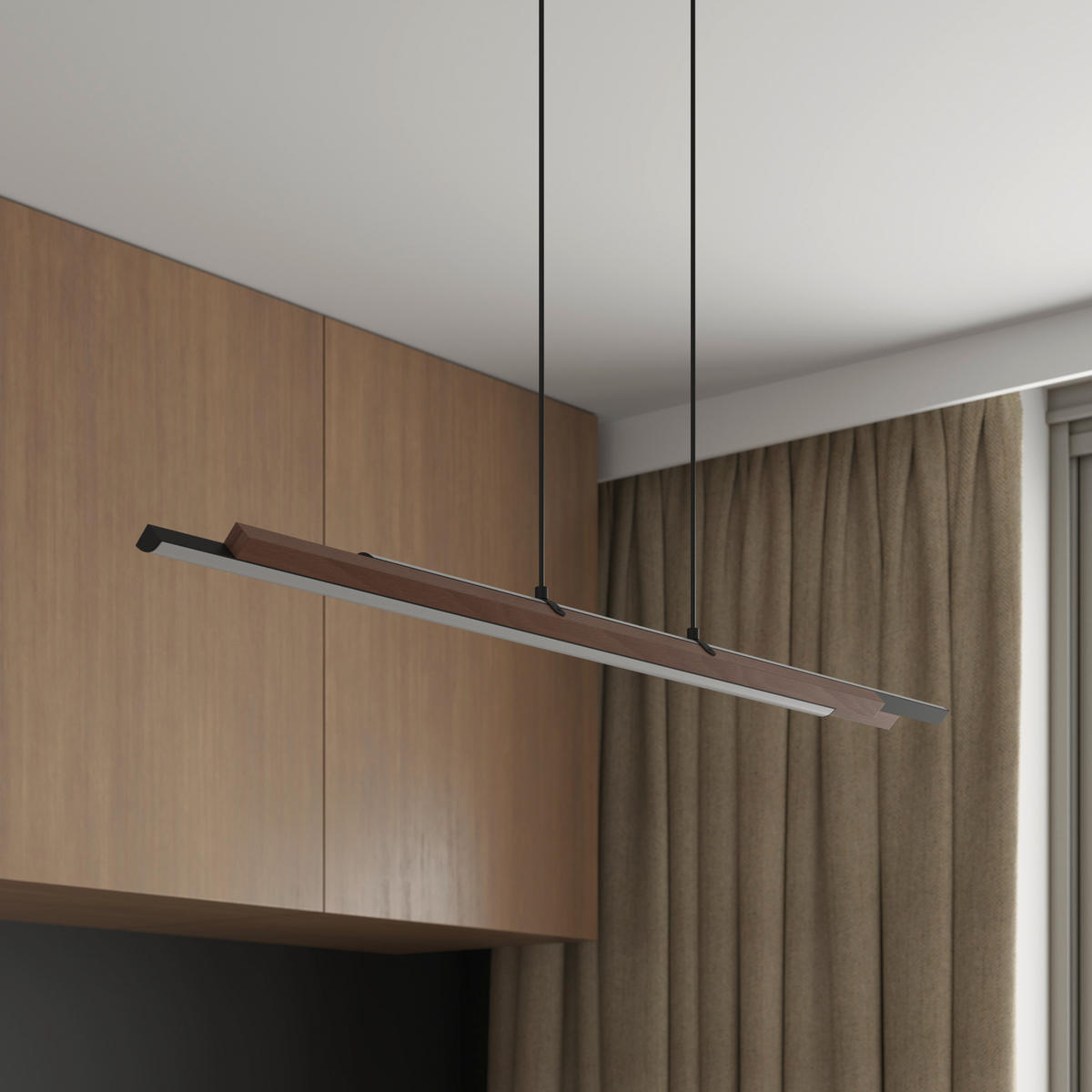 LED-HÄNGELEUCHTE 100/10/120 cm  - Weiß, Natur, Kunststoff (100/10/120cm) - Novel