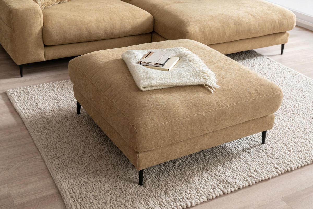 HOCKER in Textil Gelb  - Gelb/Schwarz, Design, Textil/Metall (120/43/90cm) - Dieter Knoll