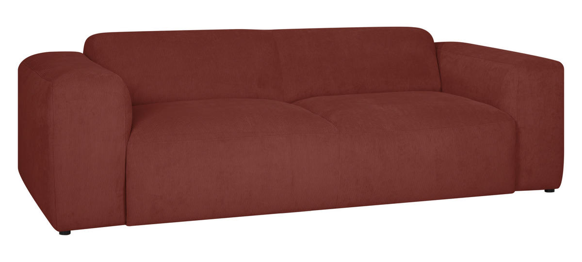 3-SITZER-SOFA Cord Rot  - Rot/Schwarz, Design, Kunststoff/Textil (247/75/104cm) - MID.YOU