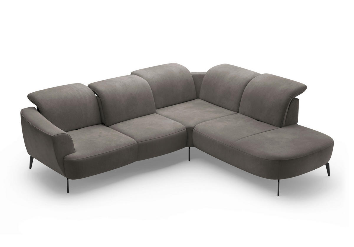 ECKSOFA in Flachgewebe Graphitfarben  300/267 cm  - Schwarz/Graphitfarben, KONVENTIONELL, Textil/Metall (300/267cm) - Sit & More