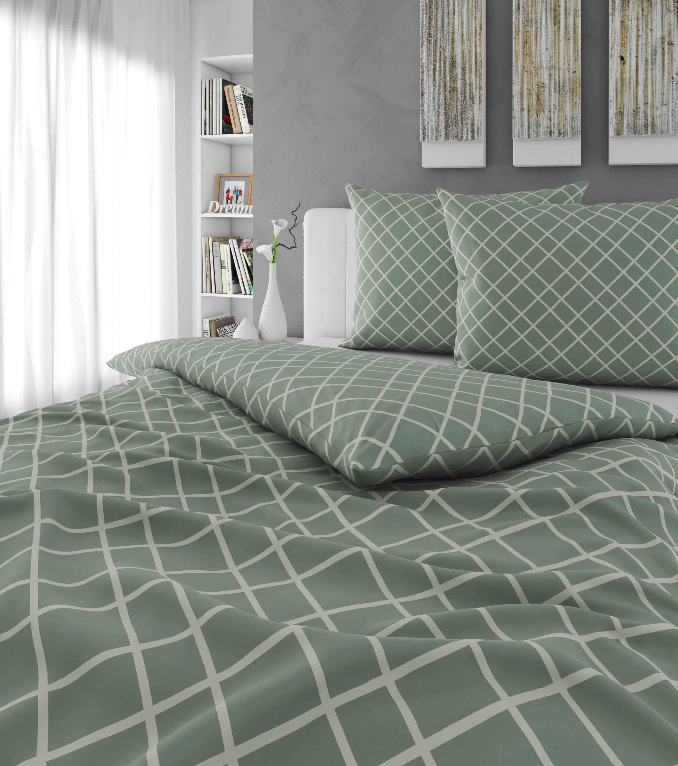 BETTWÄSCHESET Flanell 200/210 cm  65 cm/100 cm  - Grün, Konventionell, Textil (200/210cm) - Esposa