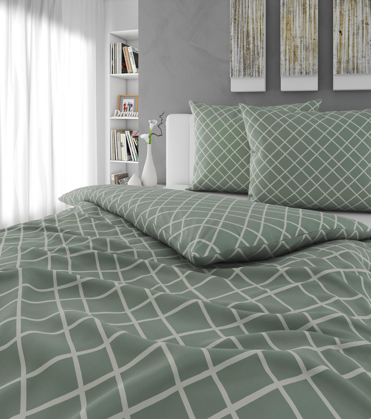 BETTWÄSCHESET Flanell 200/210 cm  65 cm/100 cm  - Grün, Konventionell, Textil (200/210cm) - Esposa