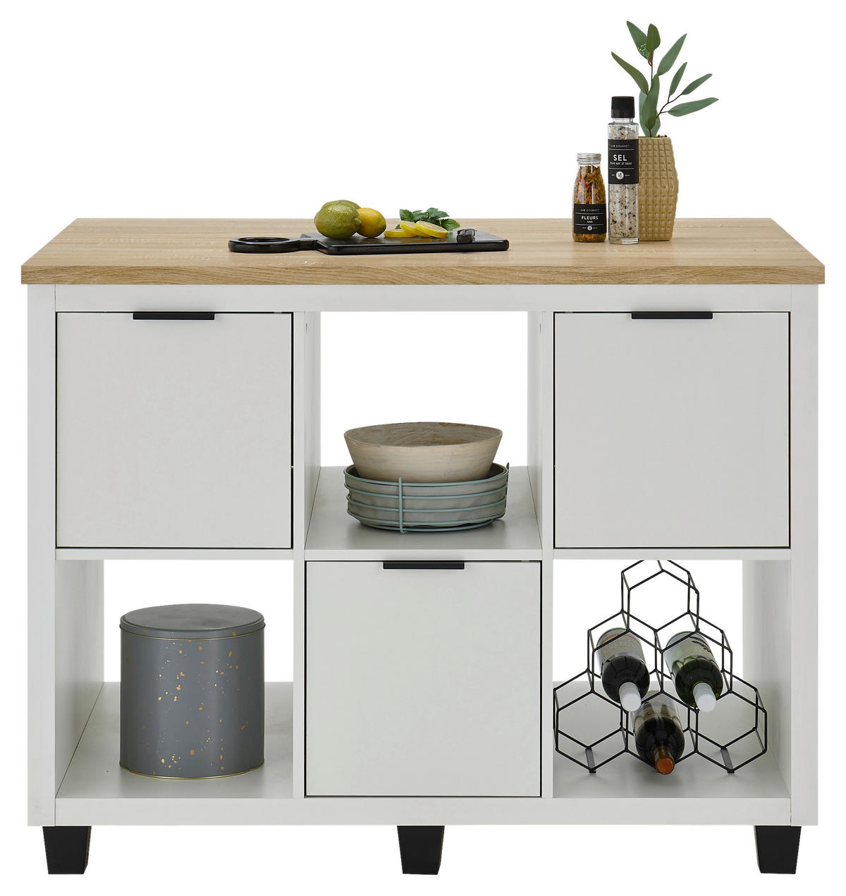 KUCHYNSKÝ OSTROVČEK - čierna/biela, Design, kompozitné drevo/plast (119/91/82cm) - MID.YOU