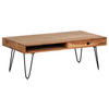 COUCHTISCH Akazie massiv 110/60/40 cm rechteckig Akaziefarben  - Schwarz/Akaziefarben, Design, Holz/Metall (110/60/40cm) - MID.YOU