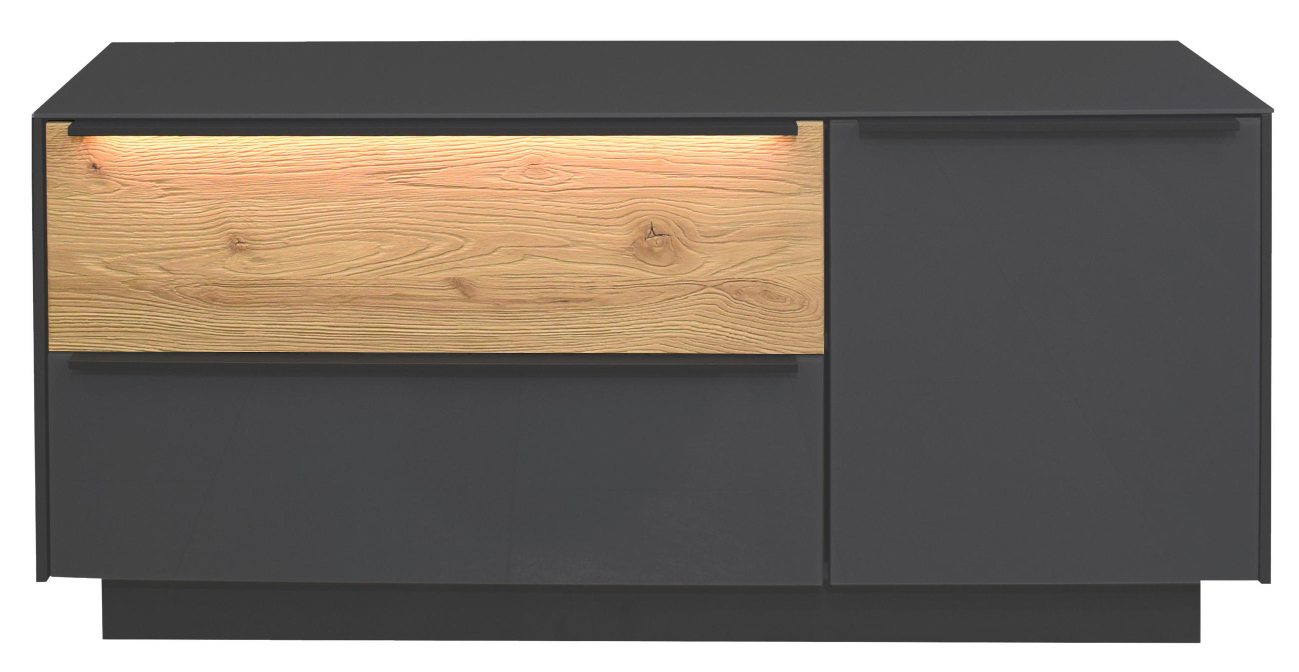 GARDEROBENBANK  in 110/50/32 cm  - Eichefarben/Anthrazit, Design, Glas/Metall (110/50/32cm) - Novel