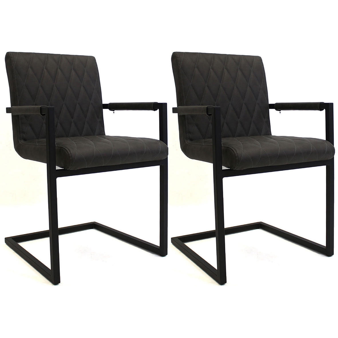 SADA STOLIČIEK S PODRÚČKAMI 2 kus - čierna/sivá, Lifestyle, kov/textil (54/86/57cm) - MID.YOU