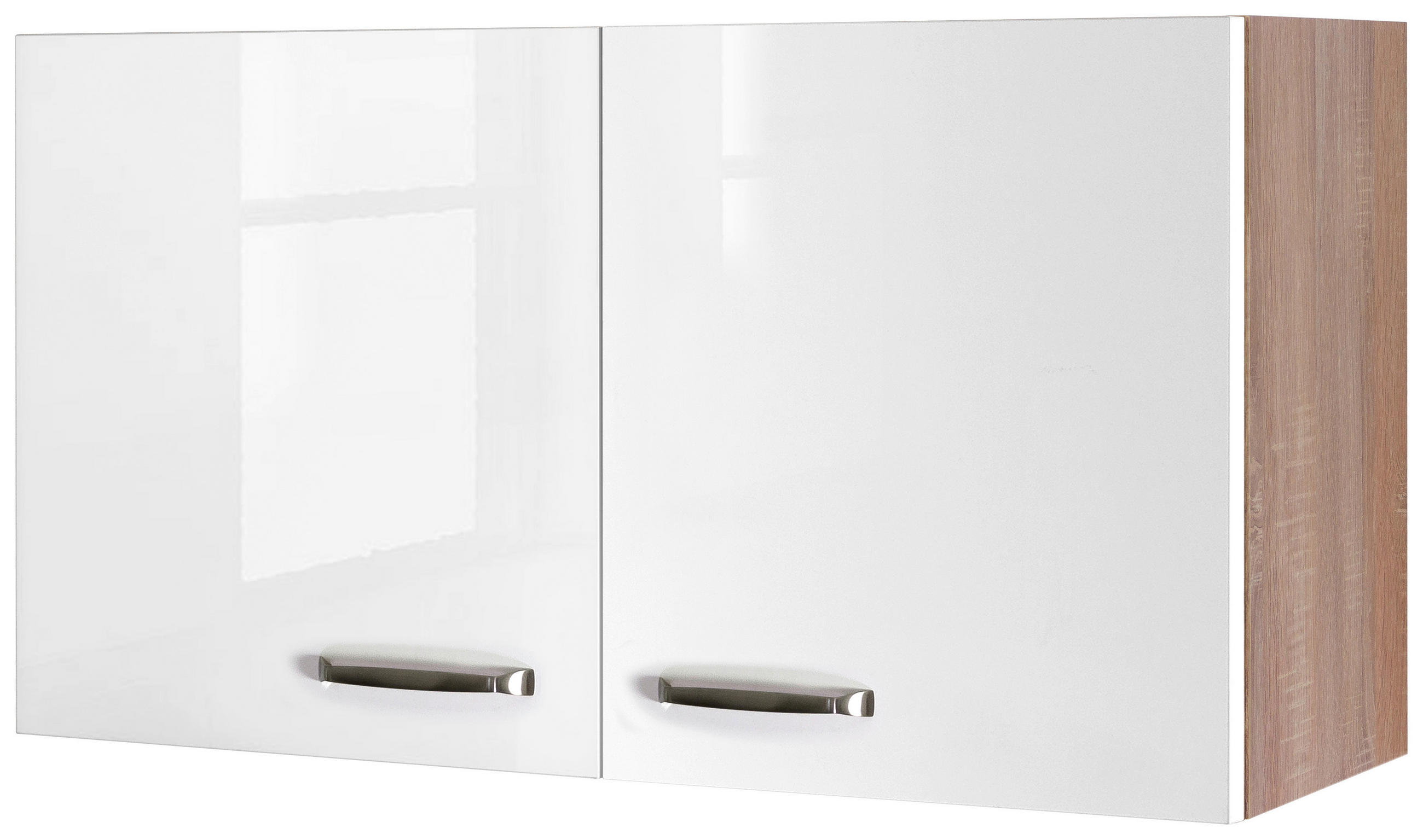 KÜCHENOBERSCHRANK 100/54,8/32 cm  in Sonoma Eiche, Weiß Hochglanz  - Edelstahlfarben/Weiß Hochglanz, MODERN, Holzwerkstoff/Metall (100/54,8/32cm) - FlexWell