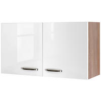 KÜCHENOBERSCHRANK 100/54,8/32 cm  in Sonoma Eiche, Weiß Hochglanz  - Edelstahlfarben/Weiß Hochglanz, MODERN, Holzwerkstoff/Metall (100/54,8/32cm) - FlexWell