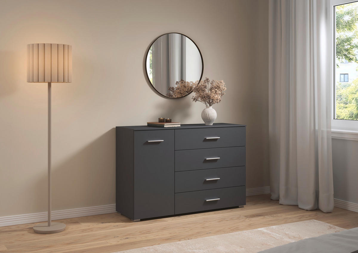 SIDEBOARD  120/81/42 cm 4 Schublade(n)  - Alufarben/Grau, KONVENTIONELL, Holzwerkstoff/Kunststoff (120/81/42cm) - home24