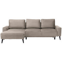 CANAPÉ D'ANGLE in tissu velouté couleur sable  - noir/couleur sable, Konventionell, textile/bois (161/260cm) - Carryhome