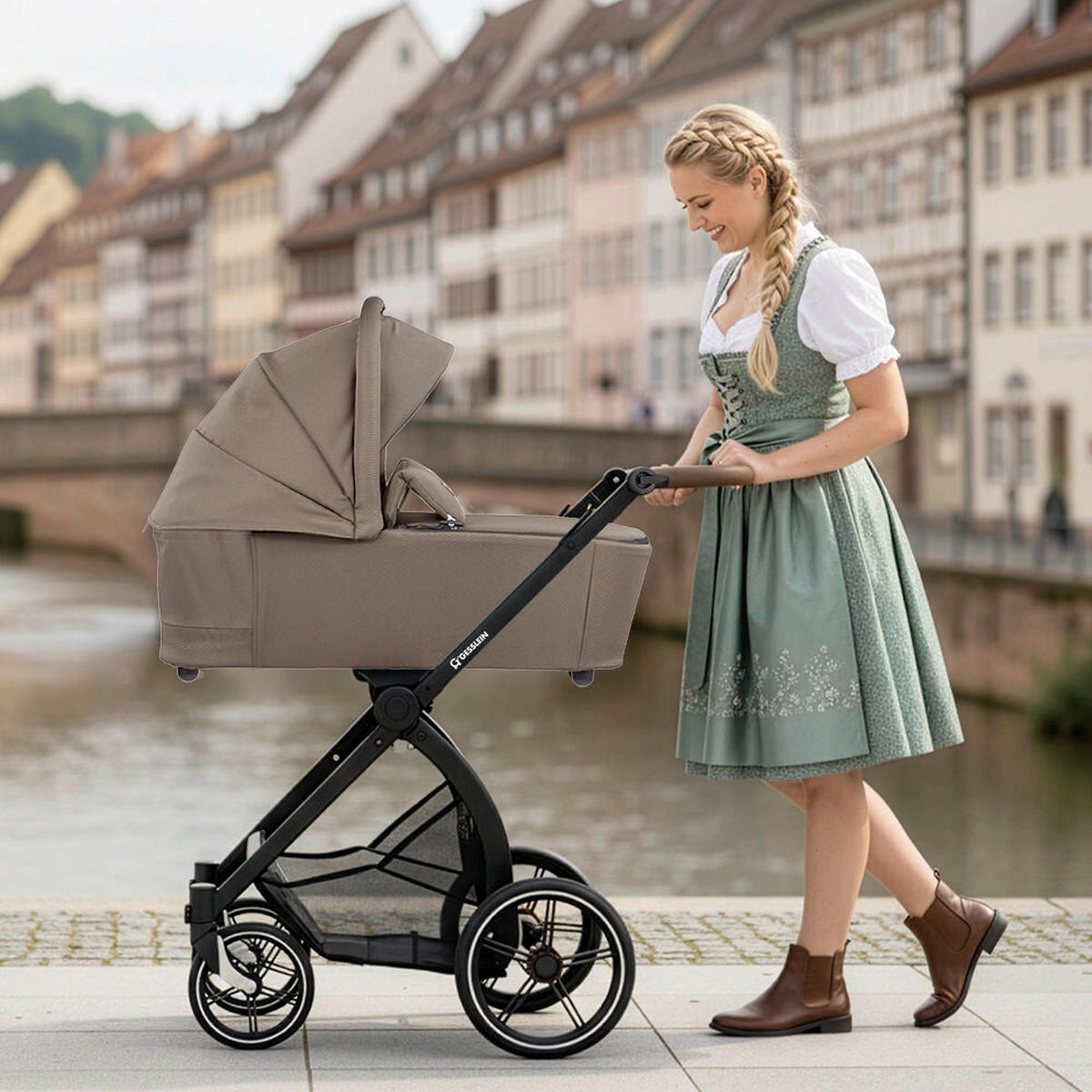 KOMBIKINDERWAGEN FX4 Swing Set  - Beige/Creme, Basics, Textil (100/55/130cm) - Gesslein