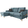 ECKSOFA Blau Mikrofaser  - Blau/Schwarz, Design, Holz/Textil (150/228cm) - MID.YOU