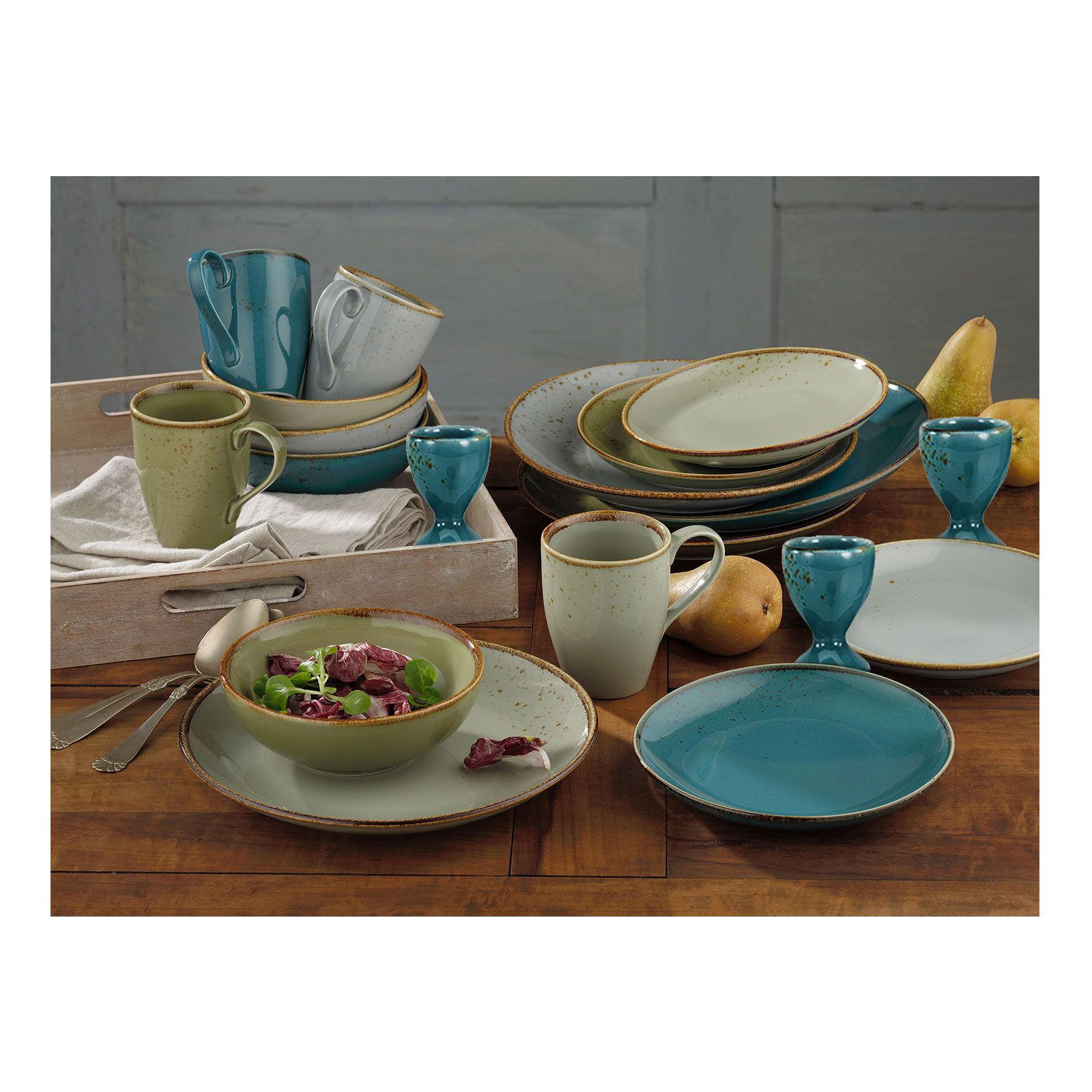 EIERBECHERSET Keramik Steinzeug 6-teilig  - Türkis, Trend, Keramik (5,5cm) - Creatable