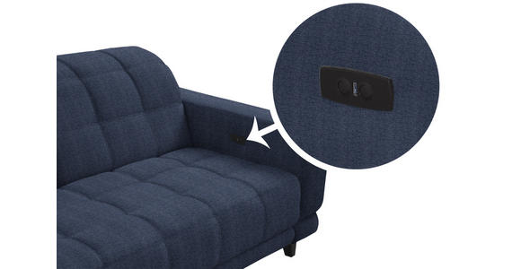 ECKSOFA in Webstoff Dunkelblau 216/302 cm - Schwarz/Dunkelblau, Design, Holz/Textil (216/302cm) - Xora