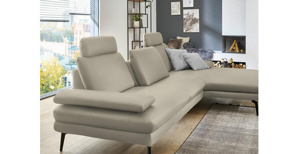 ECKSOFA Beldomo Premium in Echtleder Ecru  310/180 cm  - Ecru/Schwarz, Design, Leder/Metall (310/180cm) - Dieter Knoll