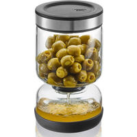 VORRATSGLAS 0,9 L  - Silberfarben/Schwarz, Design, Glas/Kunststoff (10/10/17,5cm) - Gefu