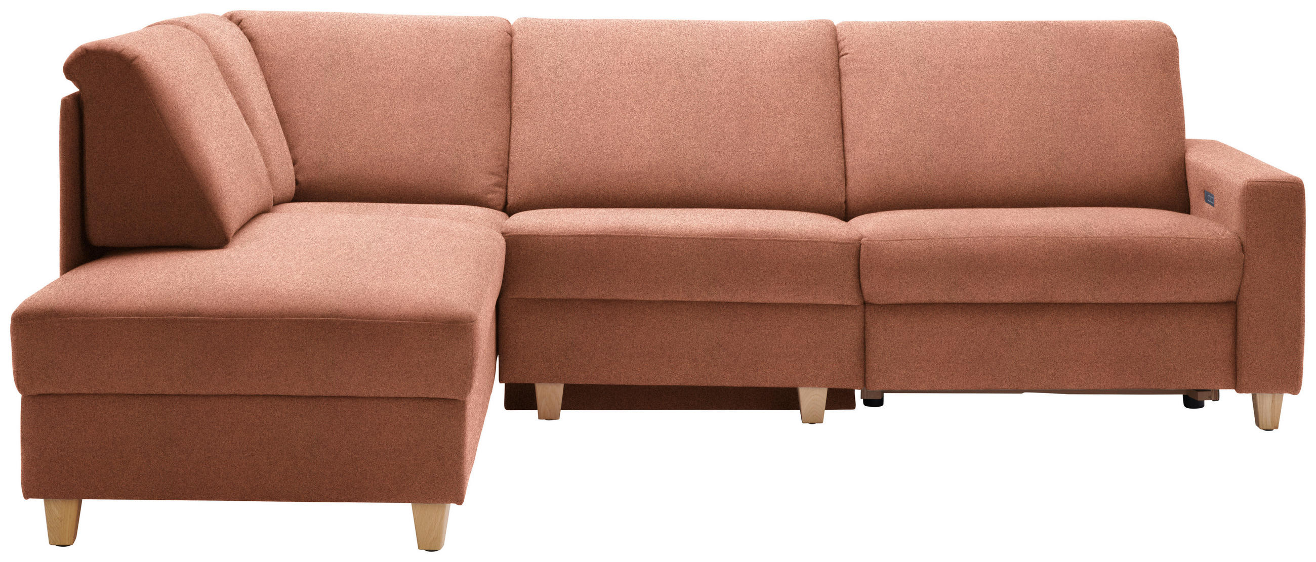 ECKSOFA  in Flachgewebe Terracotta  203/261 cm  - Eichefarben/Terracotta, KONVENTIONELL, Holz/Textil (203/261cm) - Sedda