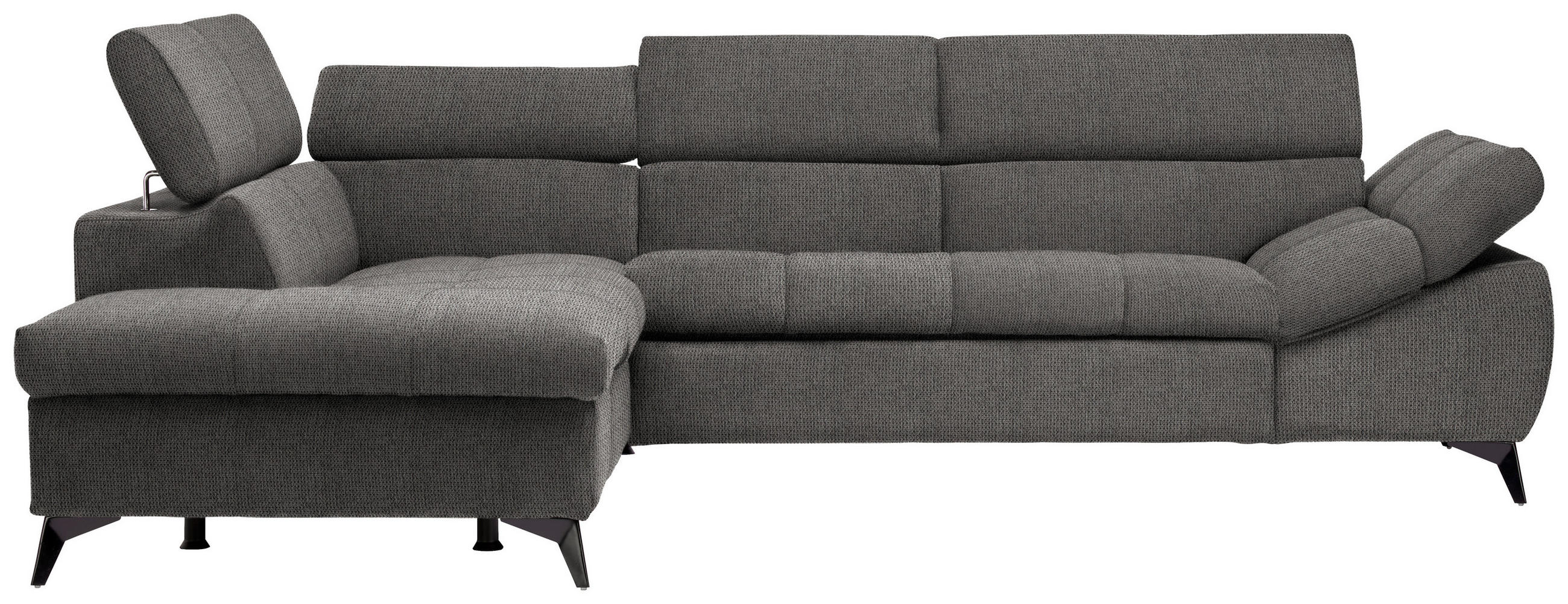 ECKSOFA in Mikrofaser Grau  - Schwarz/Grau, Design, Kunststoff/Textil (210/279cm) - Livetastic