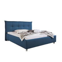 POLSTERBETT  in Blau,  - Blau/Alufarben, MODERN, Textil/Metall (213/115/211cm) - Livetastic